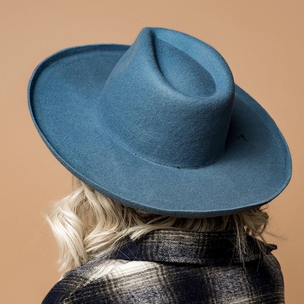 DRESSED IN LALA Stella Stiff Brim Hat in Slate Blue